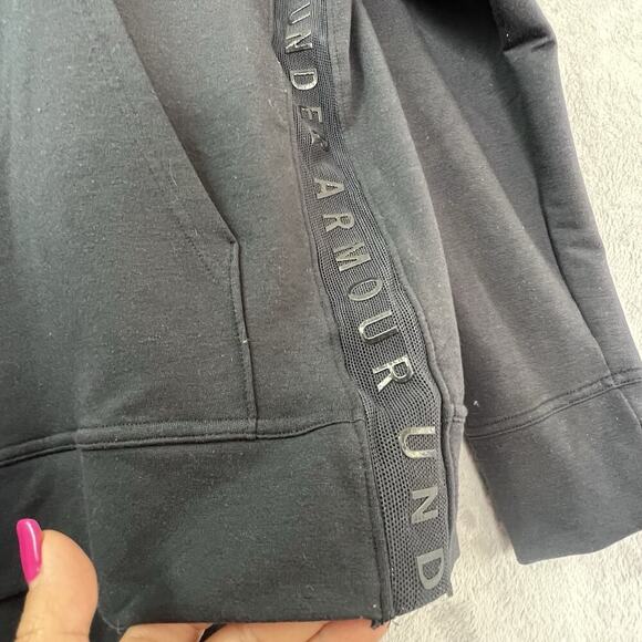 Under Armour Heatgear Shirt Top Black Pullover Hoodie Loose Mesh Workout Sz XL - Picture 3 of 12